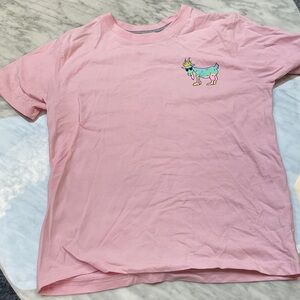 Pink T-Shirt with Colorful goat Graphic